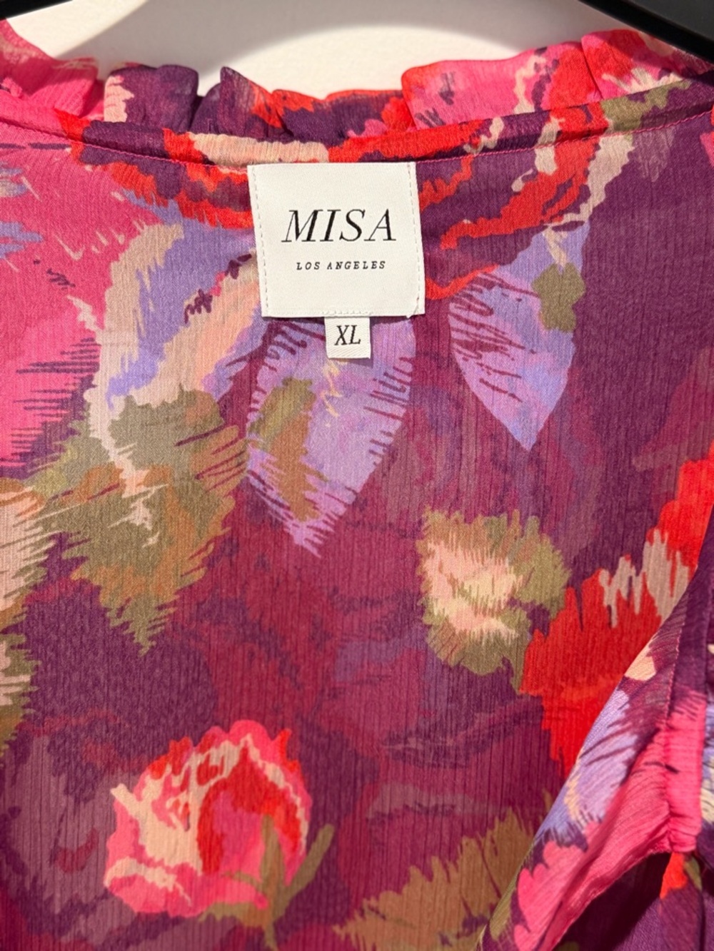 MISA Los Angeles Purple Floral Ruffle Mini Dress - Picture 3 of 3